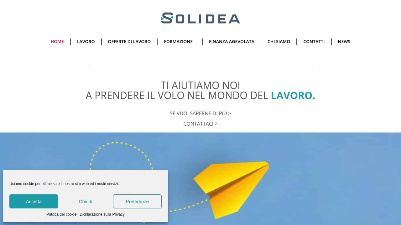 Solidea - formazione e lavoro website screenshot