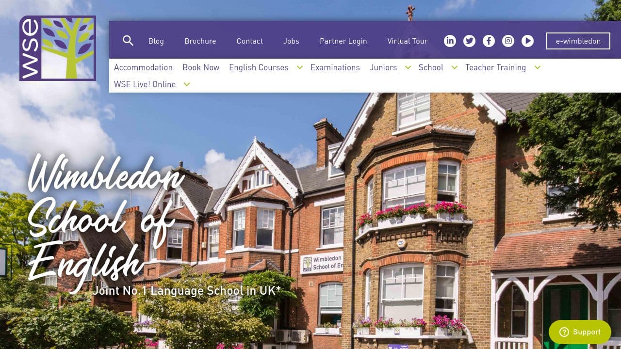 Wimbledon School of English website screenshot