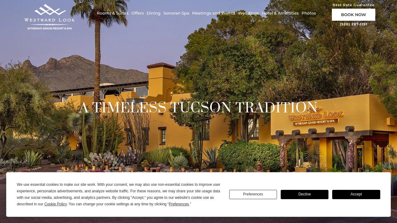 Westward Look Resort website screenshot
