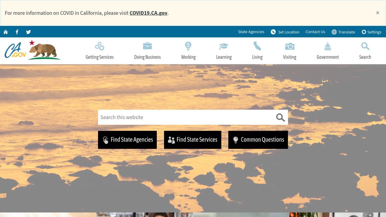 California Department of Technology website screenshot