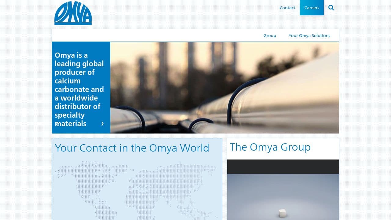 Omya website screenshot