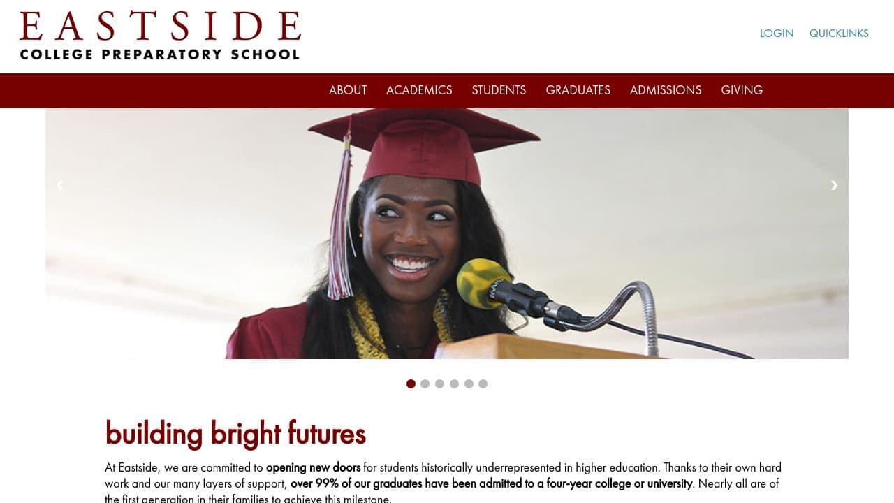 Eastside College Preparatory School website screenshot
