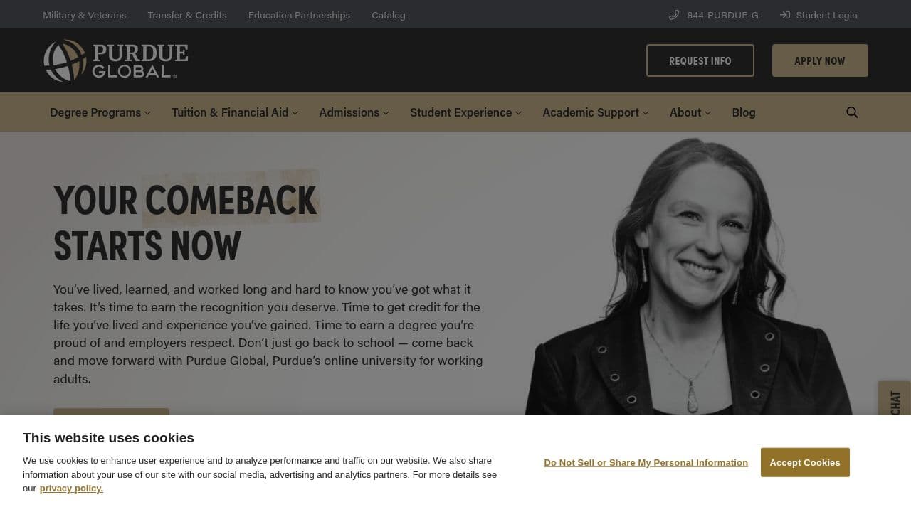 Kaplan University website screenshot