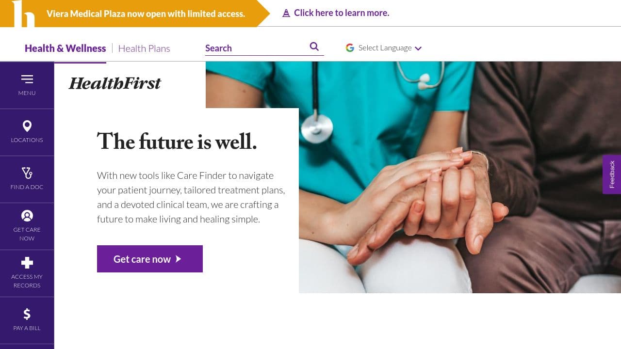 Health First website screenshot