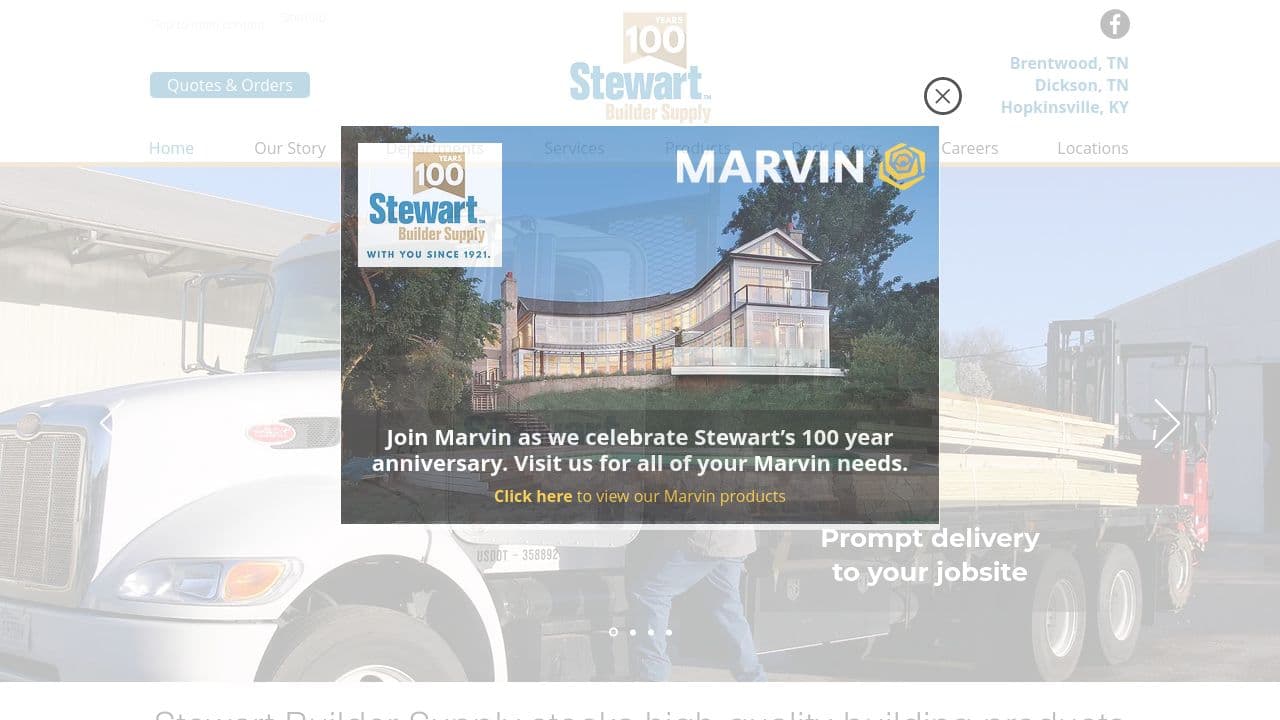 Stewart Builder Supply website screenshot