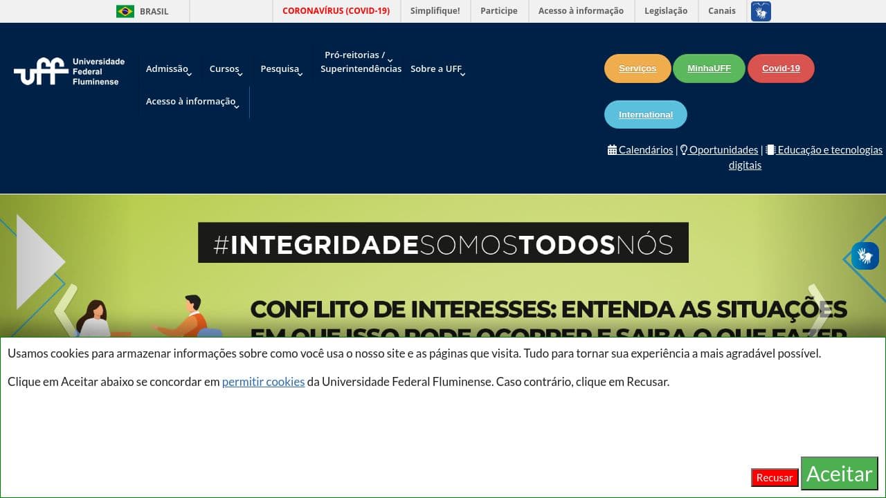 Universidade Federal Fluminense website screenshot