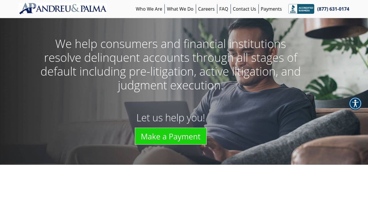 Andreu, Palma, Lavin & Solis, PLLC website screenshot
