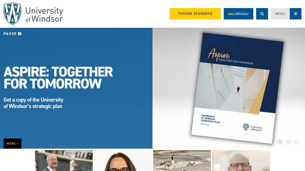 University of Windsor website screenshot