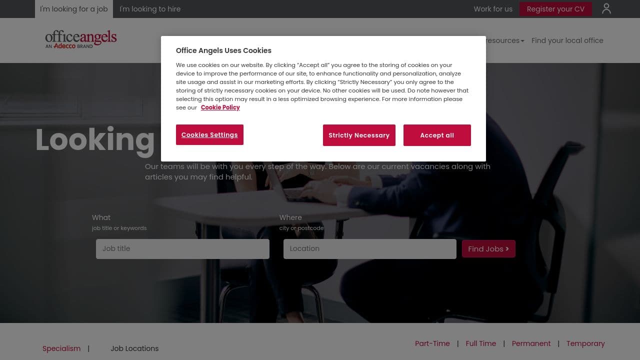 Office Angels website screenshot