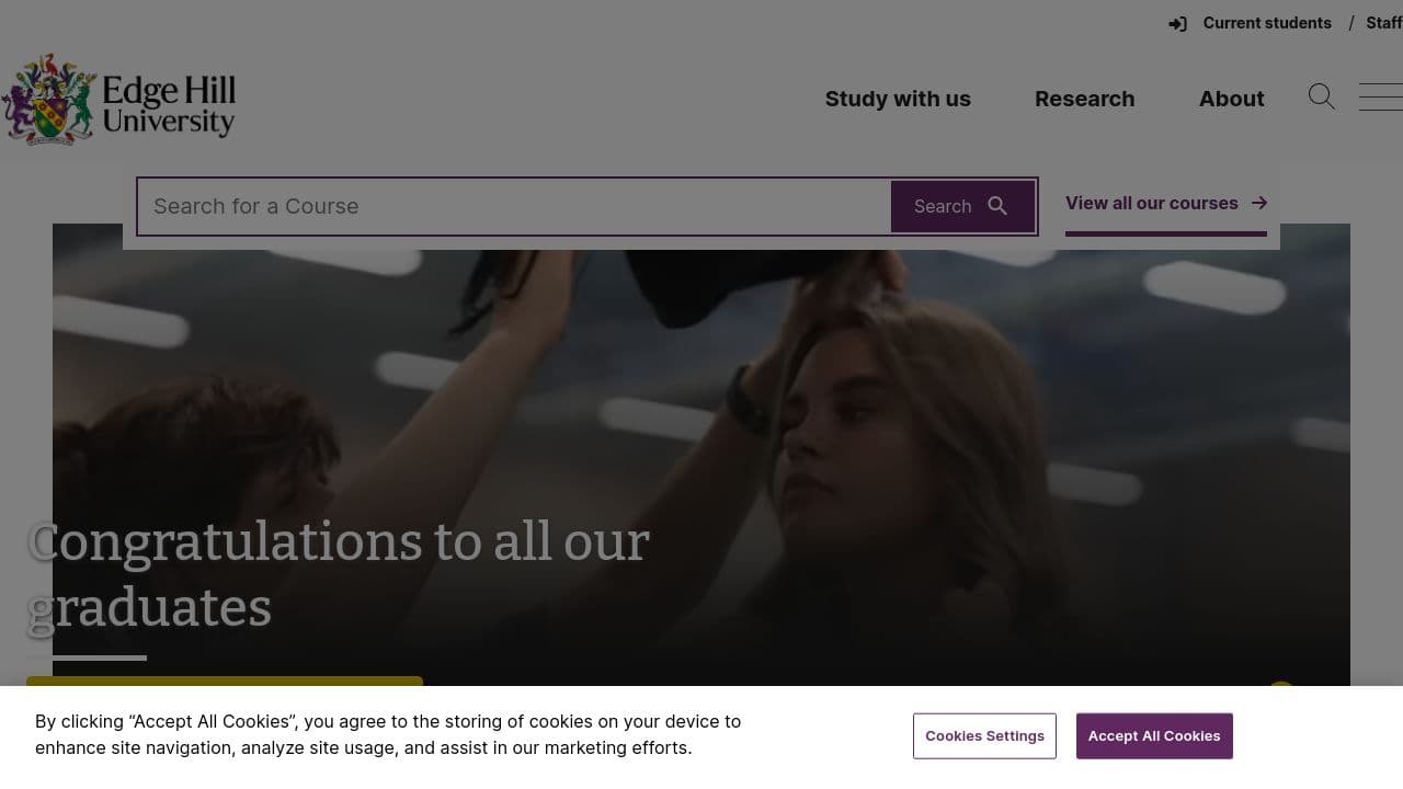 Edge Hill University website screenshot
