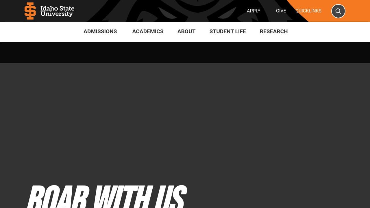 Idaho State University website screenshot