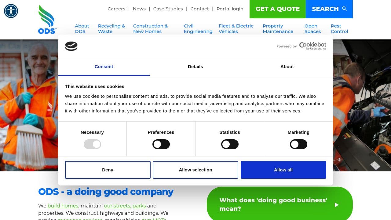 ODS website screenshot