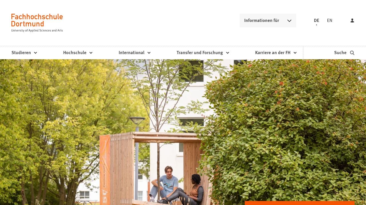 University of Applied Sciences and Arts Dortmund website screenshot