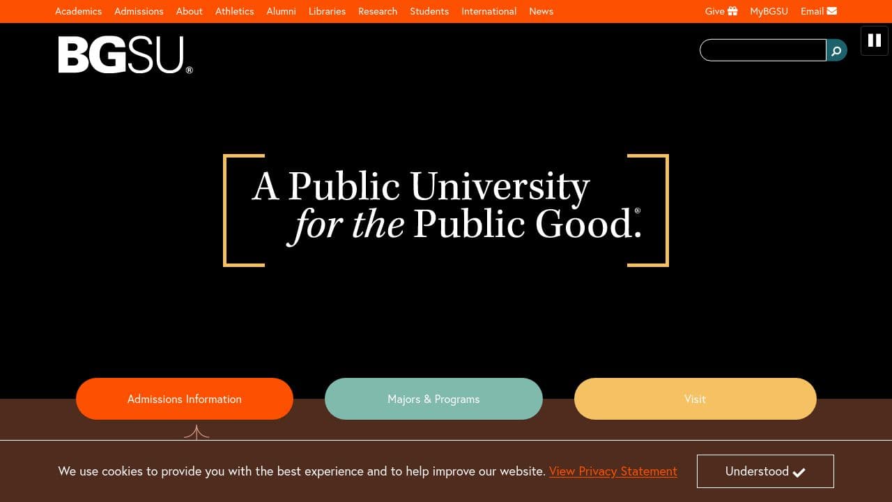Bowling Green State University Doctor of Physical Therapy Program website screenshot