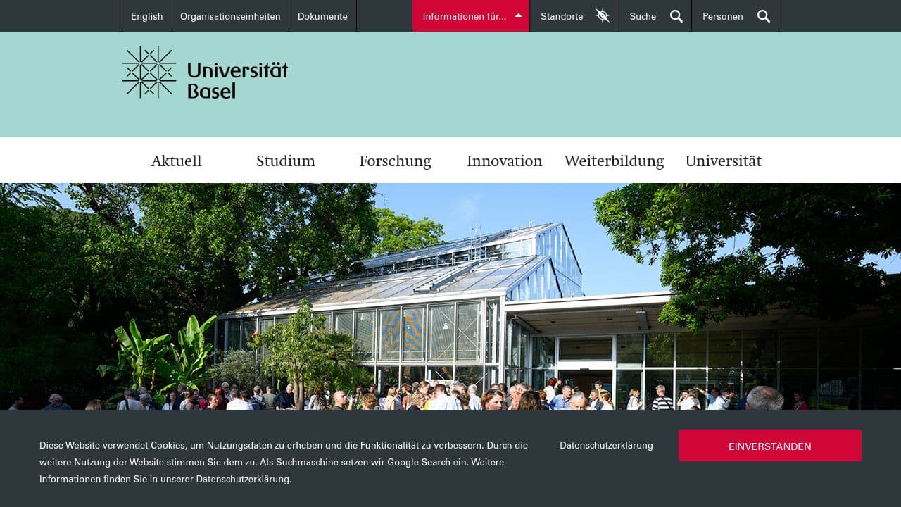 University of Basel website screenshot