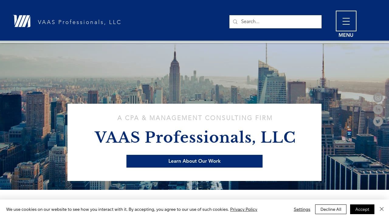 VAAS Professionals, LLC website screenshot