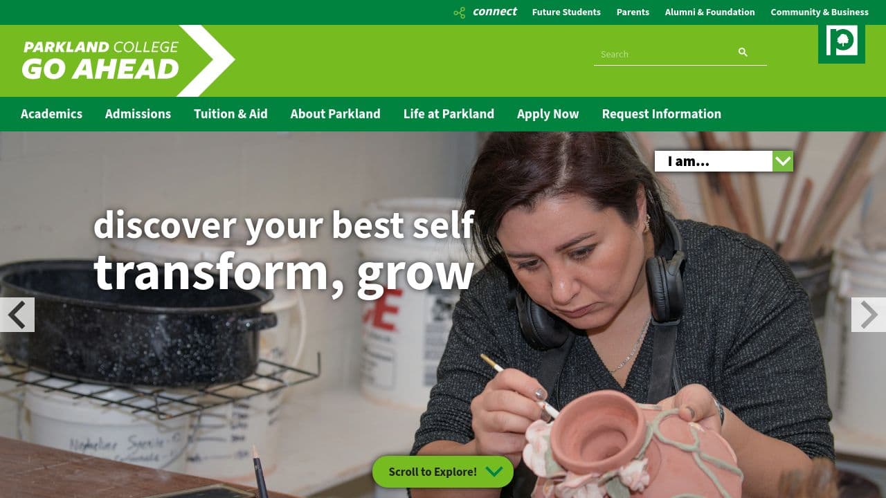 Parkland College website screenshot