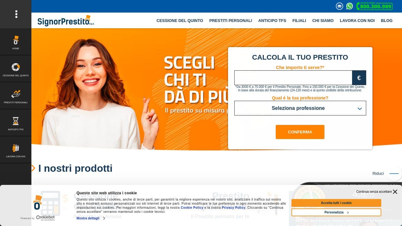 Signor Prestito website screenshot