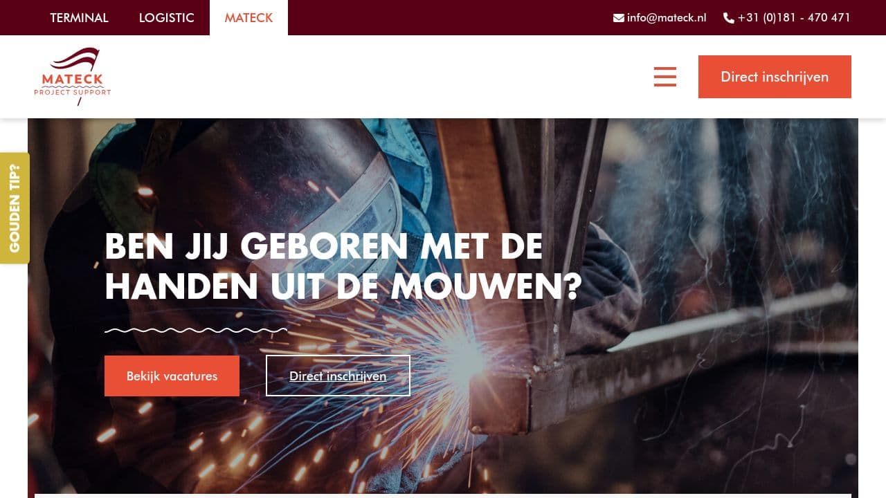 Mateck Project Support BV website screenshot