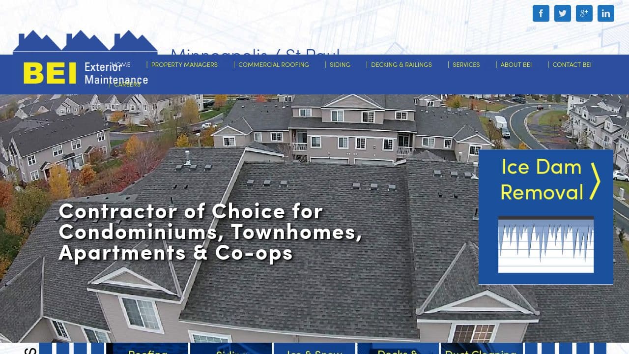 BEI Exterior Maintenance website screenshot
