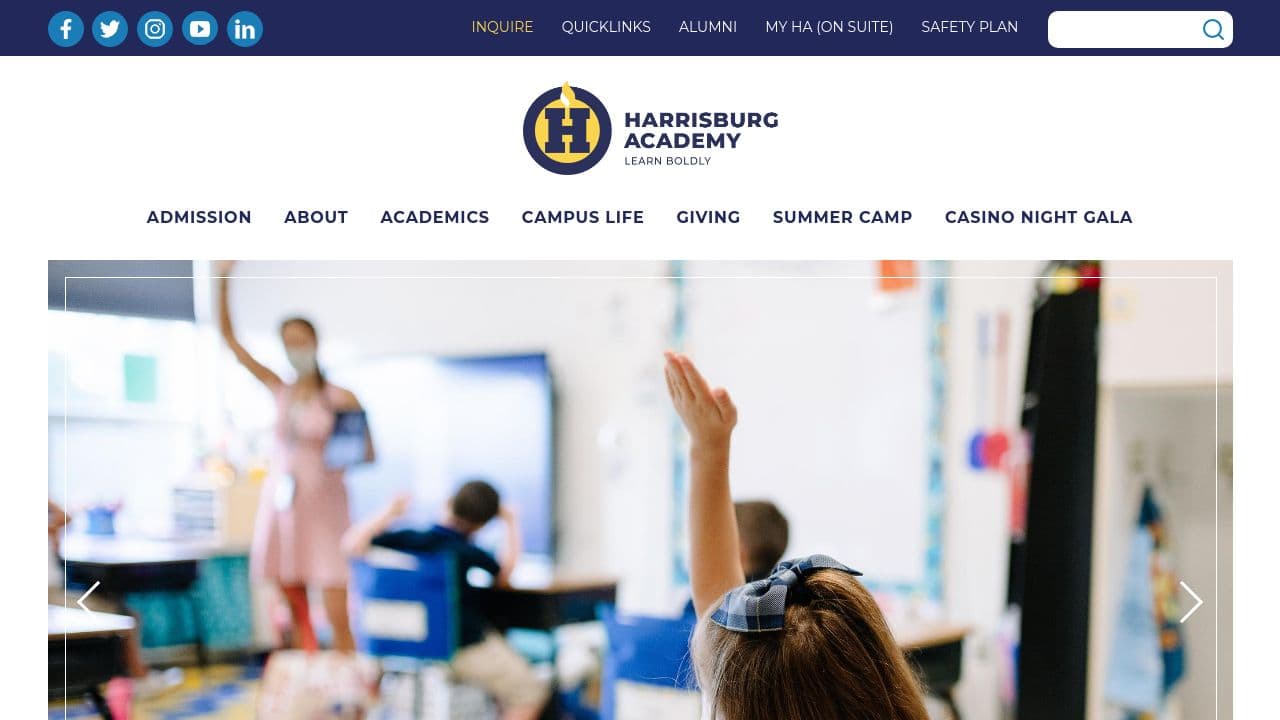 Harrisburg Academy website screenshot