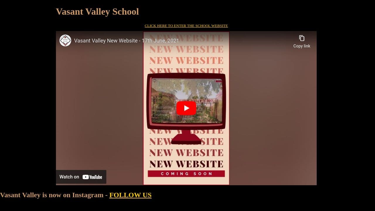 VASANT VALLEY SCHOOL website screenshot