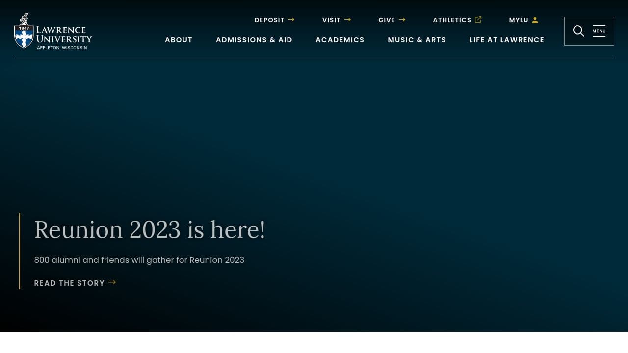 Lawrence University website screenshot