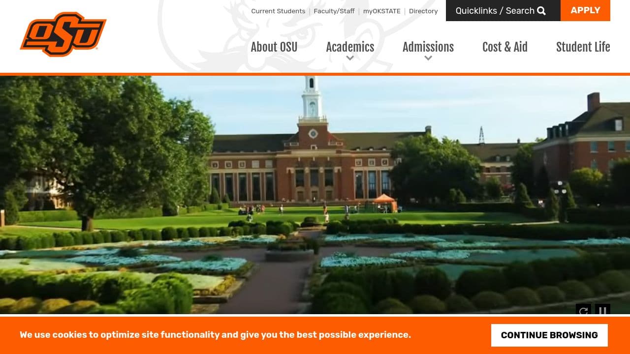 Oklahoma State University website screenshot