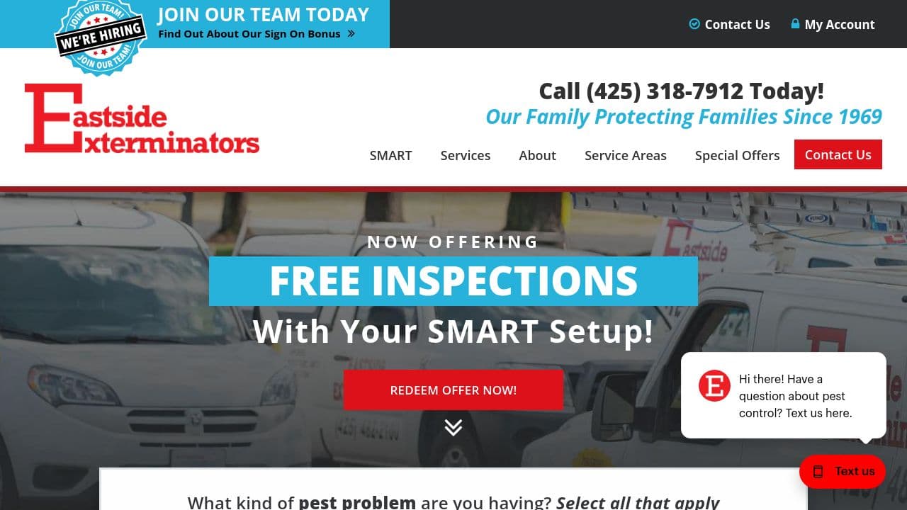 Eastside Exterminators website screenshot