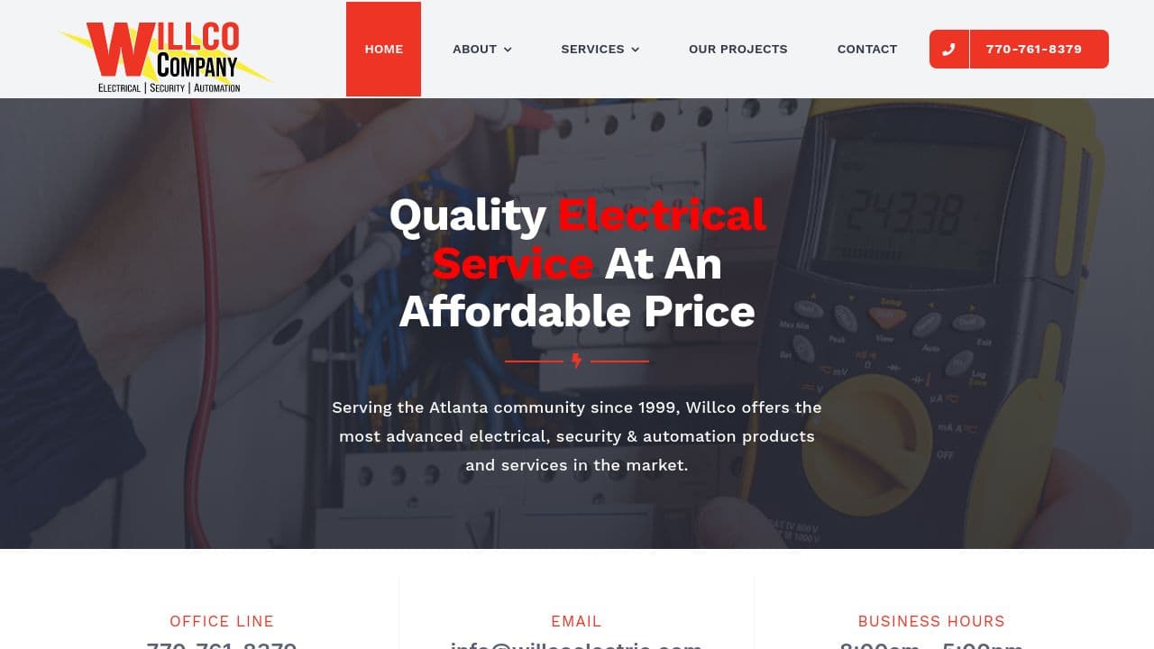 Willco Electric/Security website screenshot