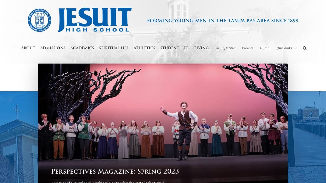 Jesuit High School of Tampa, FL website screenshot