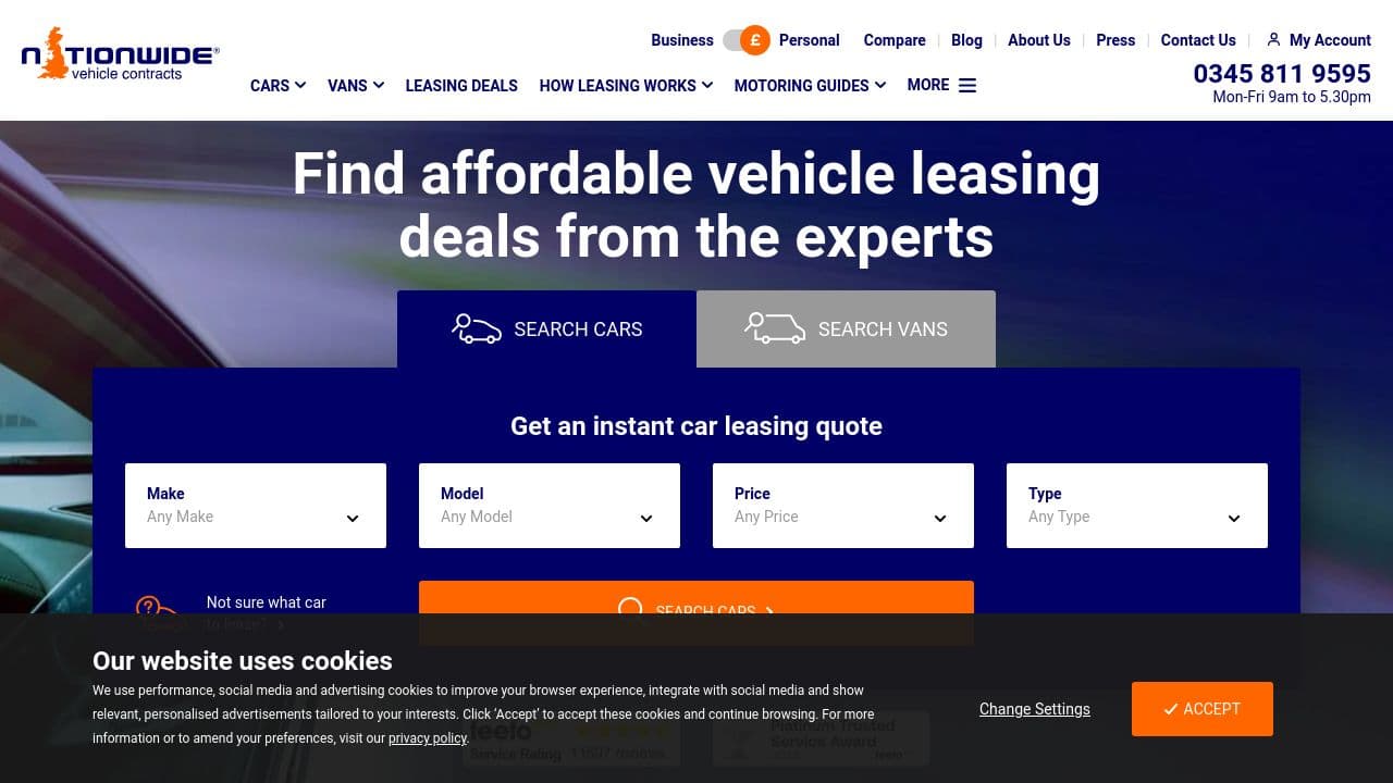 Nationwide Vehicle Contracts website screenshot
