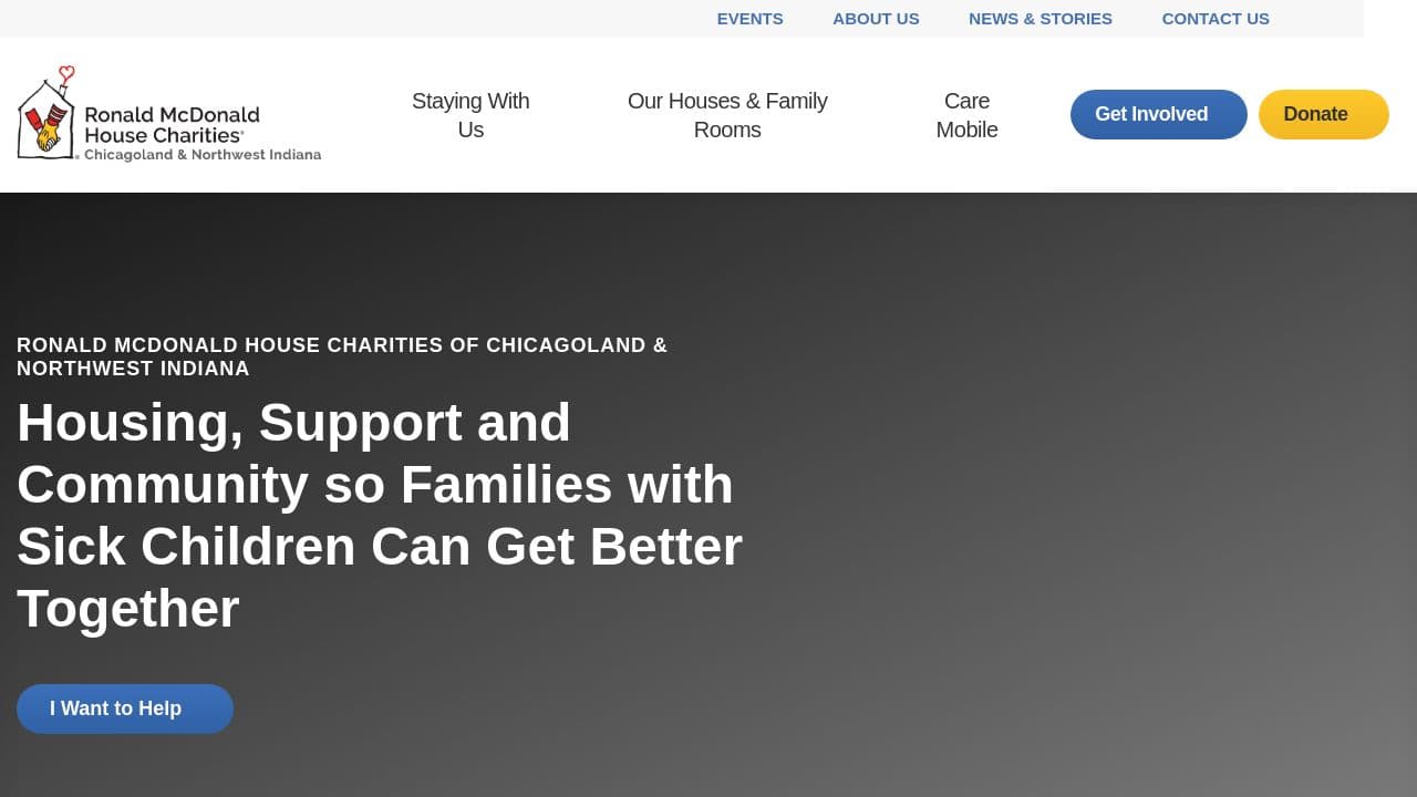 Ronald McDonald House Charities of Chicagoland & Northwest Indiana website screenshot