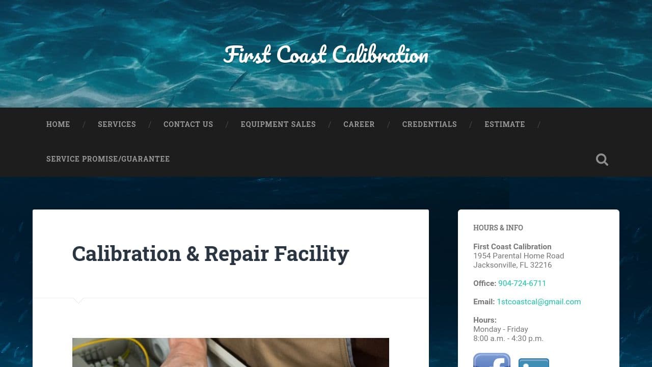 First Coast Calibration website screenshot