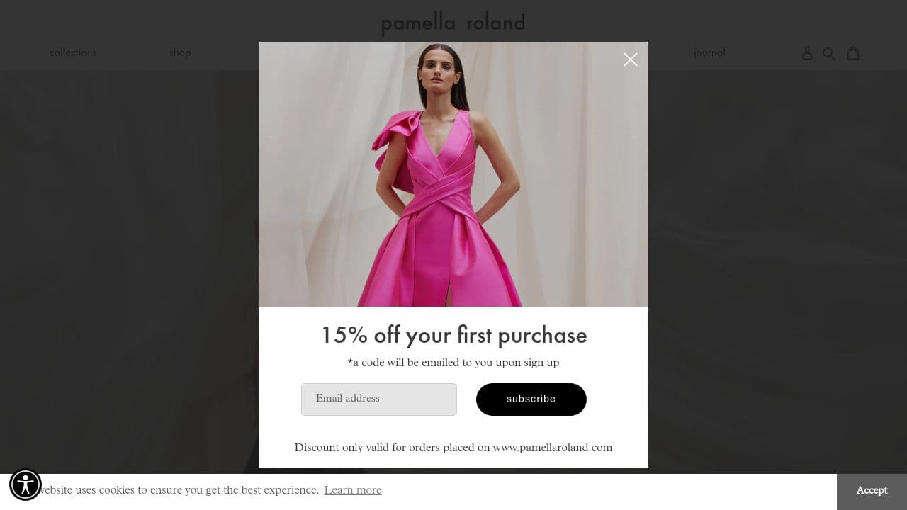 pamella roland website screenshot