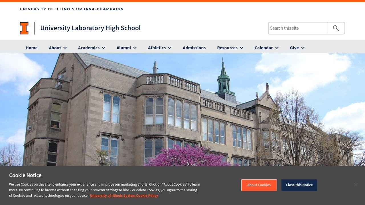 University Laboratory High School website screenshot