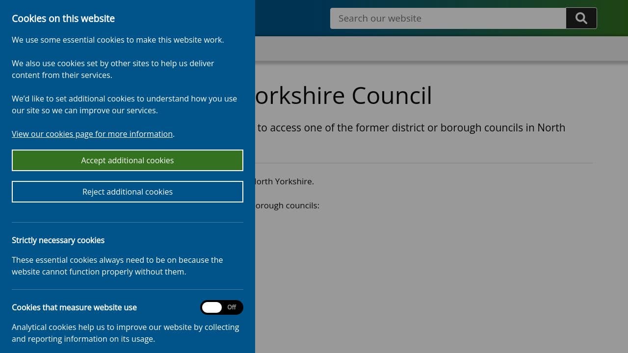 Harrogate Borough Council website screenshot