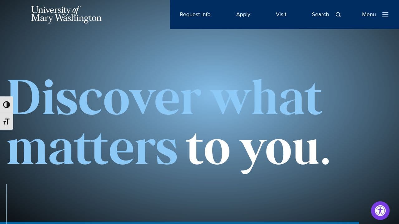 University of Mary Washington website screenshot