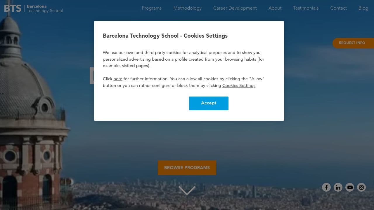 Barcelona Technology School website screenshot