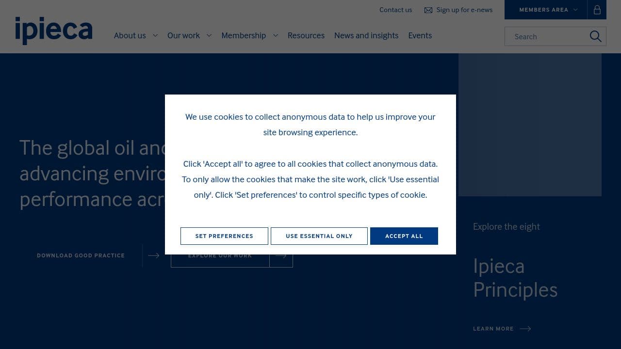 Ipieca website screenshot
