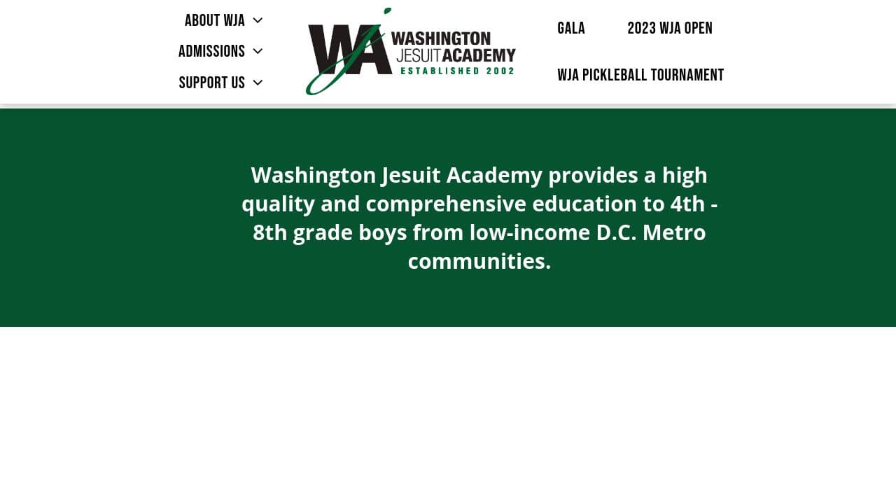 Washington Jesuit Academy website screenshot