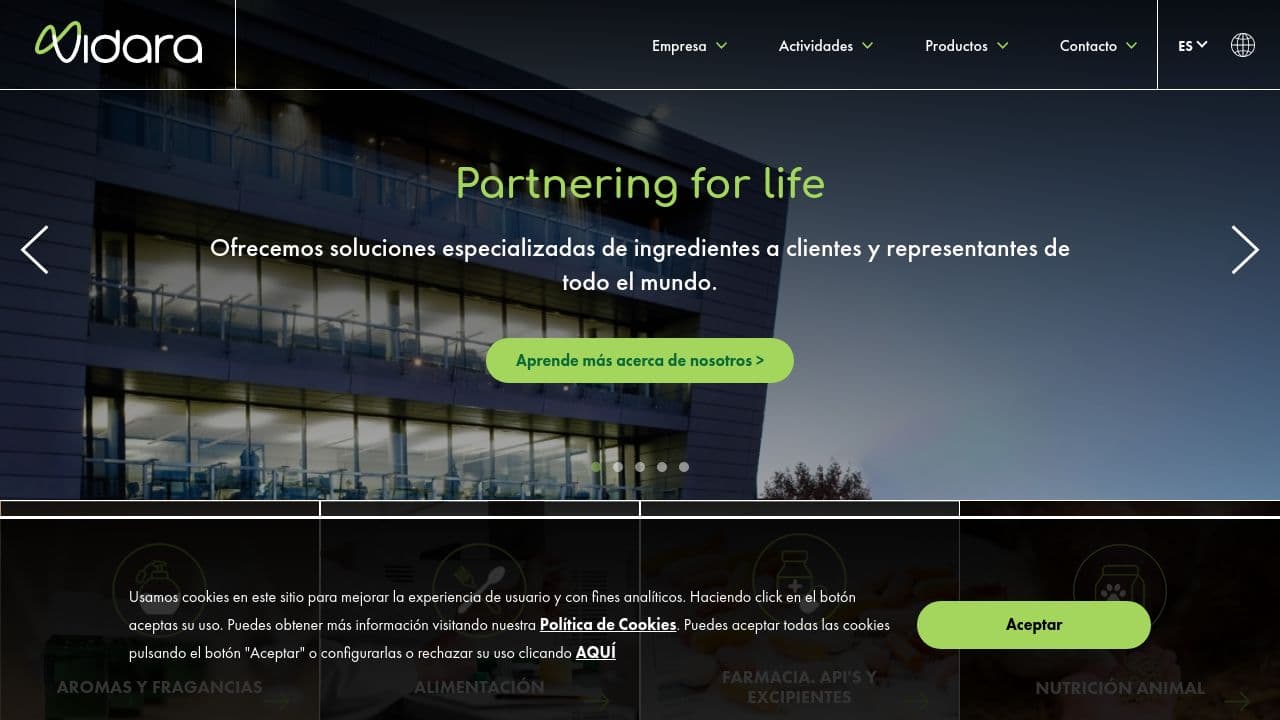 VIDARA website screenshot