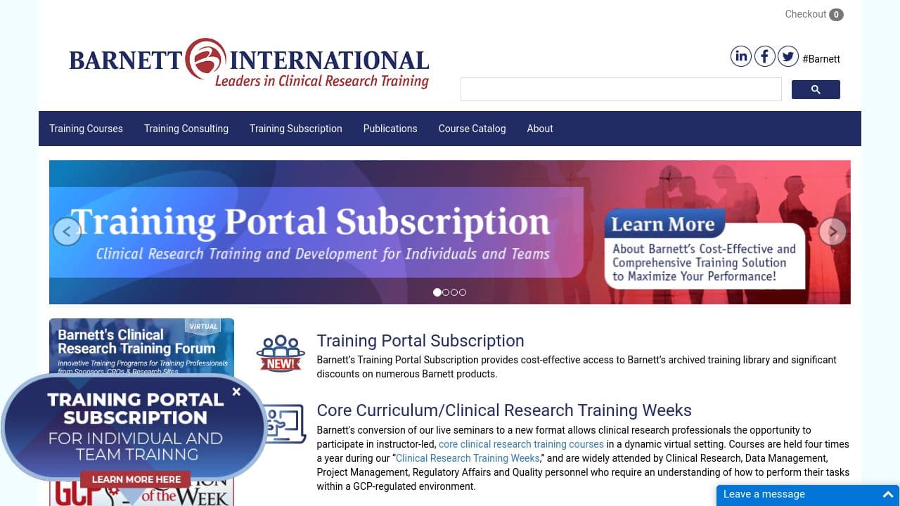 Barnett International website screenshot