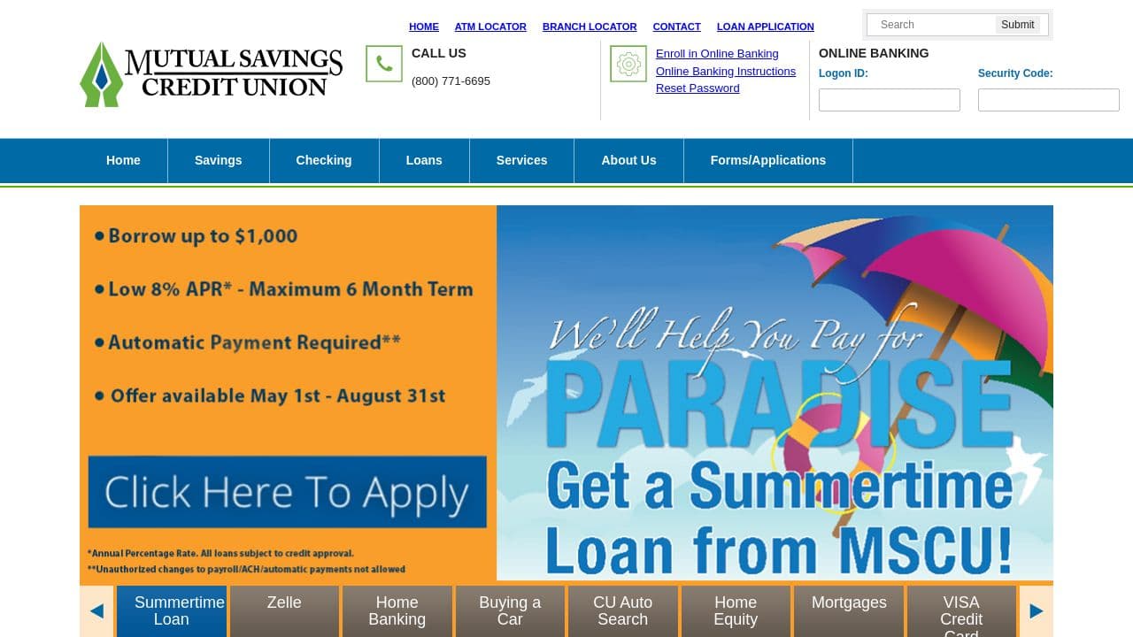Mutual Savings Credit Union, Atlanta, GA website screenshot