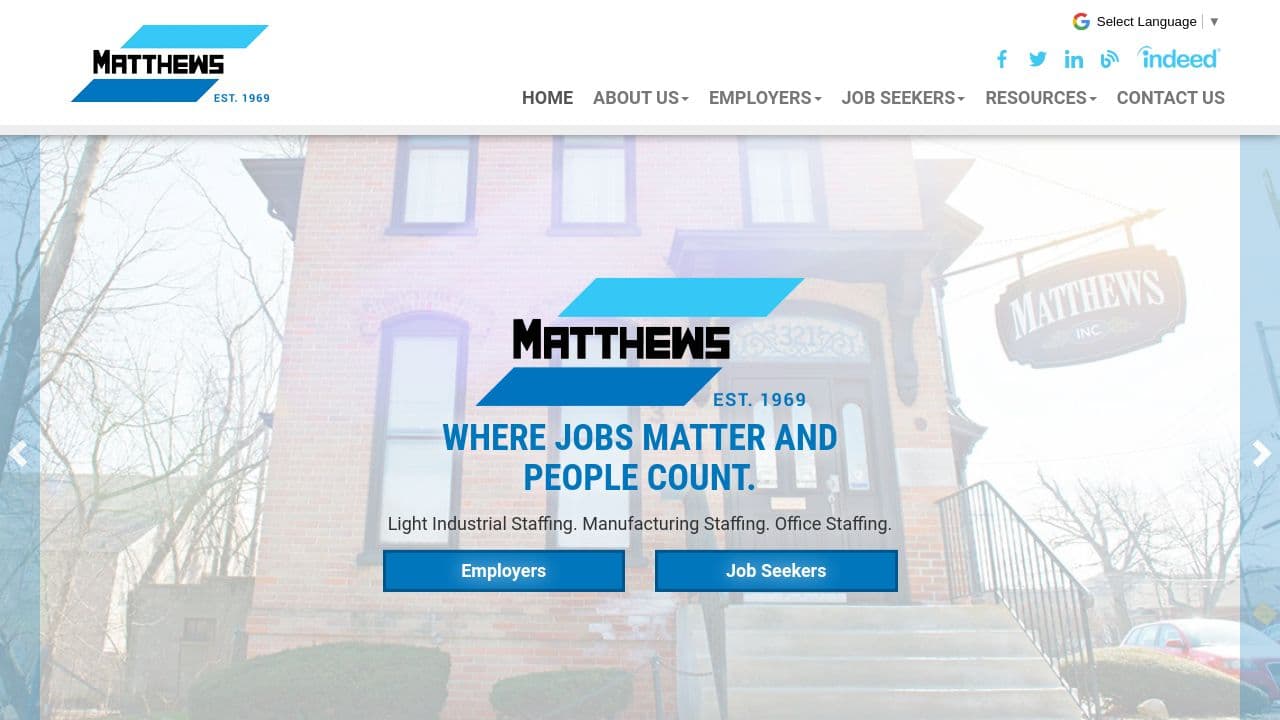 Matthews Professional Employment, Inc website screenshot