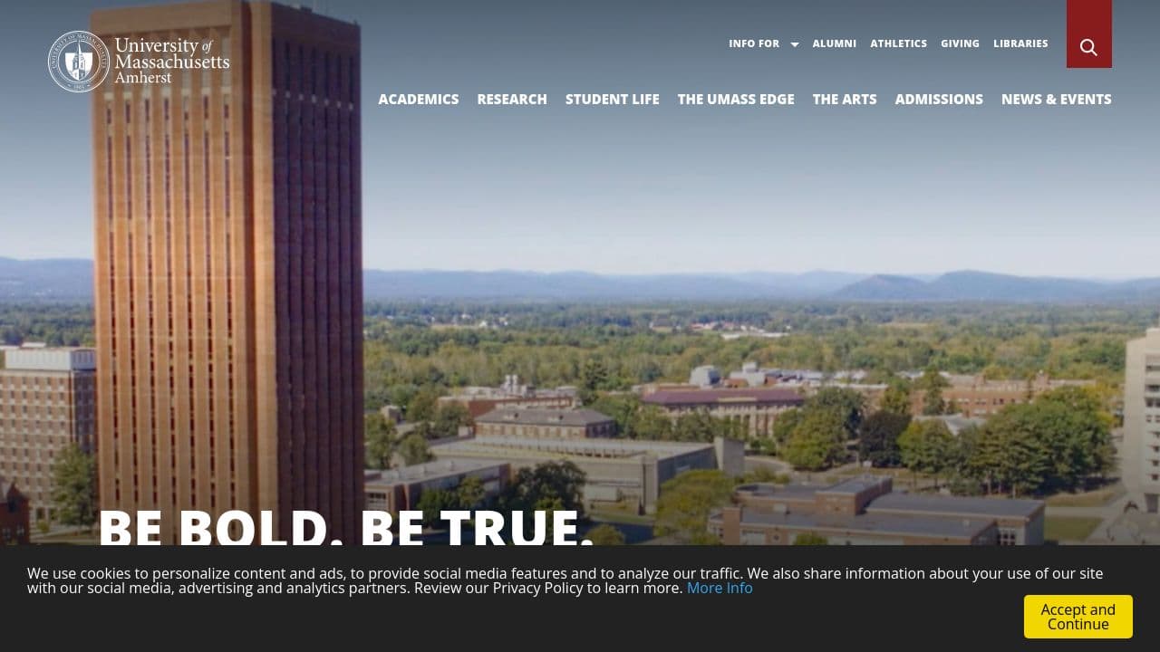 Manning College of Information and Computer Sciences, UMass Amherst website screenshot
