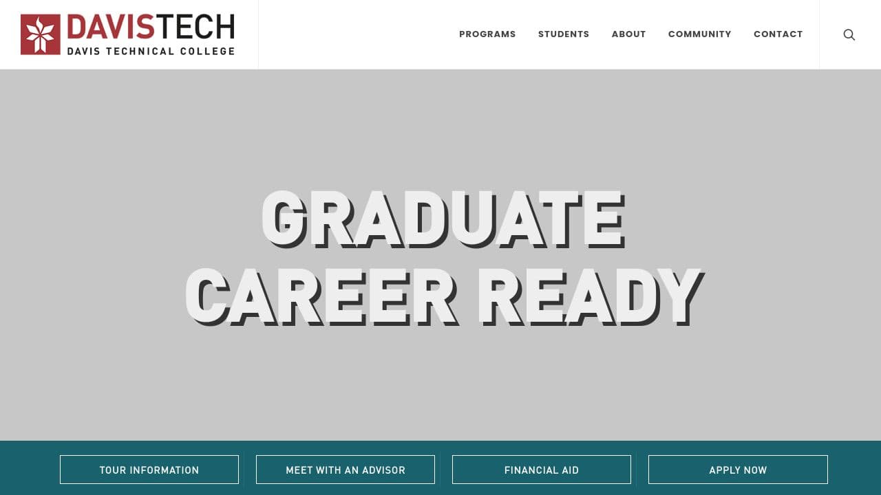 Davis Technical College website screenshot