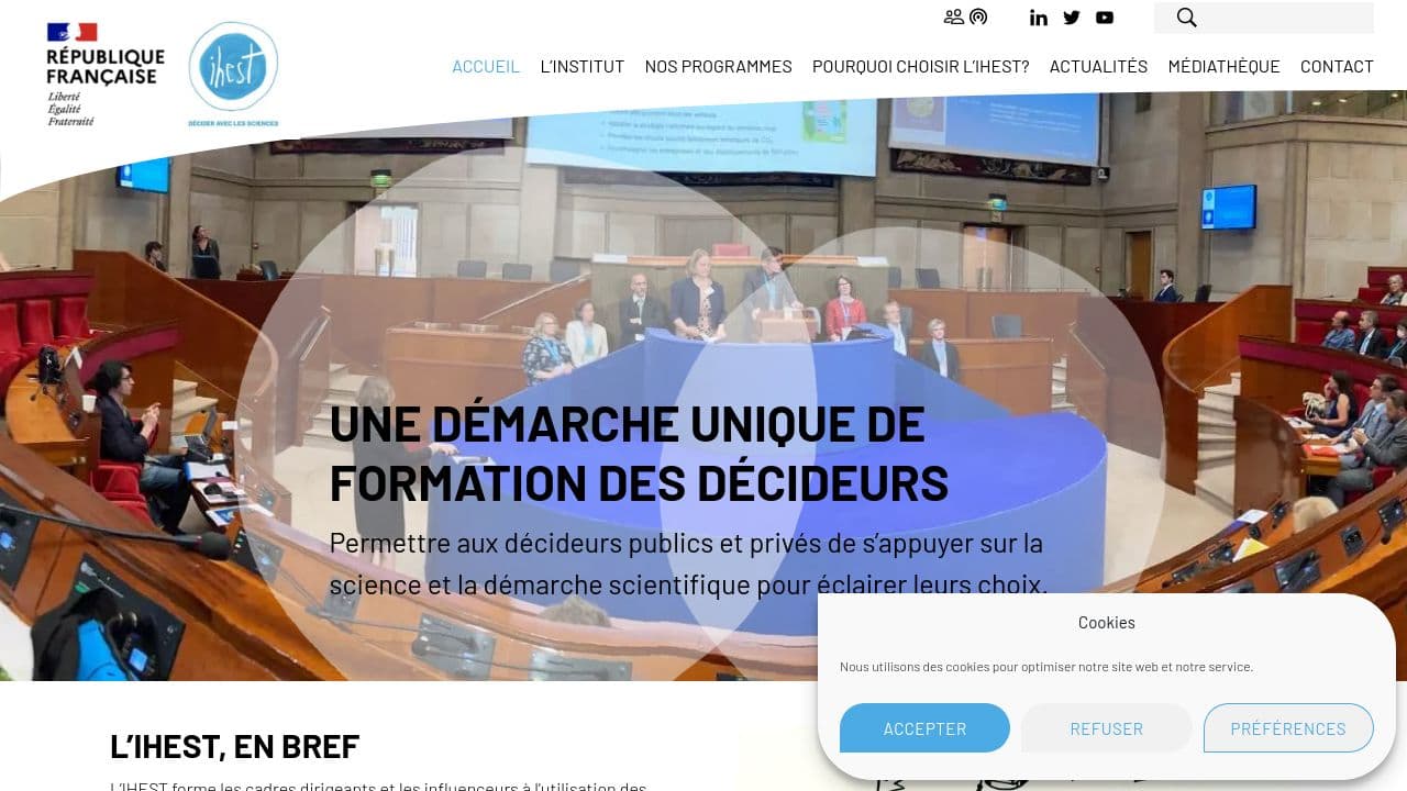 IHEST website screenshot