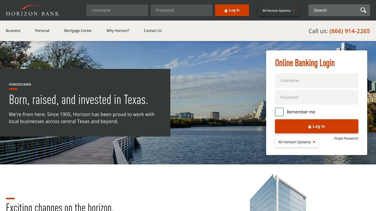 Horizon Bank website screenshot