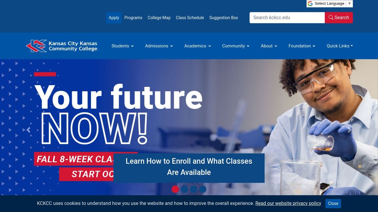 Kansas City Kansas Community College website screenshot